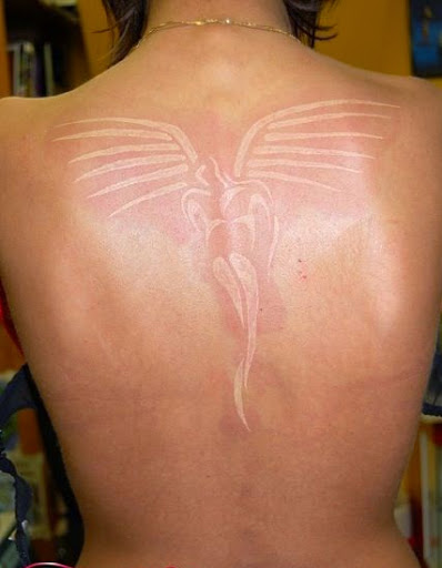 Angel tattoos white ink angel tattoos on back