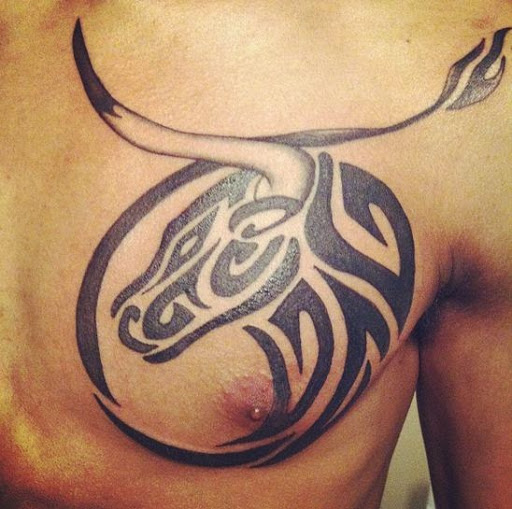 tribal bull Chest Tattoos