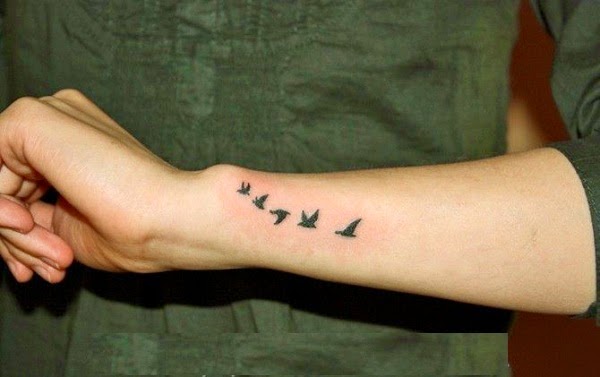 Small Tattoos flying birds tattoos on wrist for men