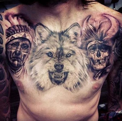 wolf Chest Tattoos