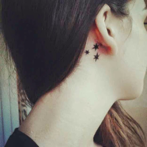 star tattoos behind ear for girls