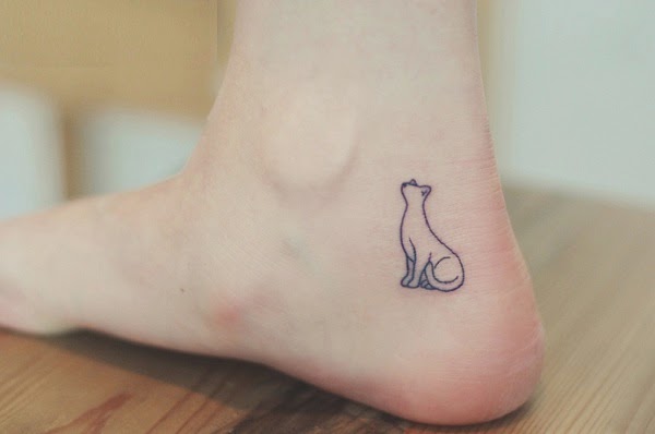 Small Tattoos adorable cat small tattoo on foot