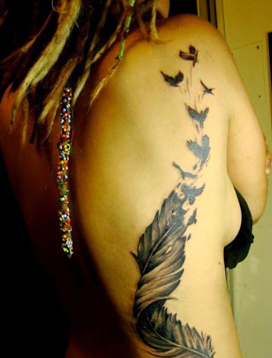feather and birds tattoos for girls