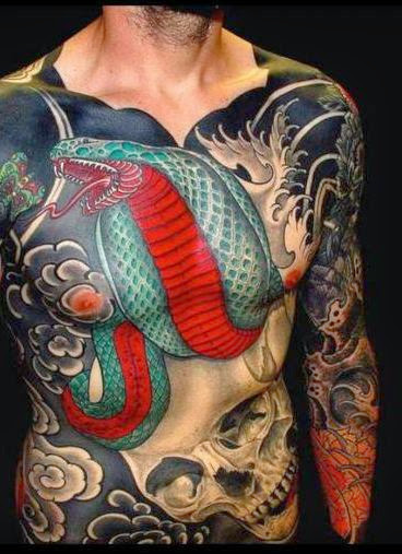 snake cover up Chest and stomach Tattoos for men