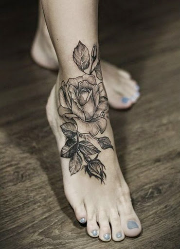 rose tattoos for girls on foot