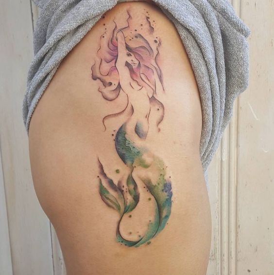 watercolor mermaid tattoos