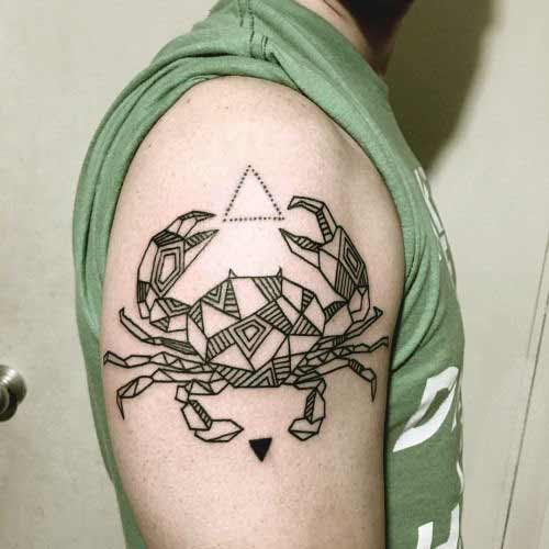 Geometrical cancer tattoo design on arm