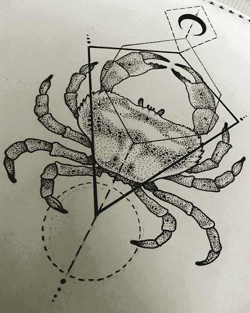 Geometric cancer zodiac constellation tattoo