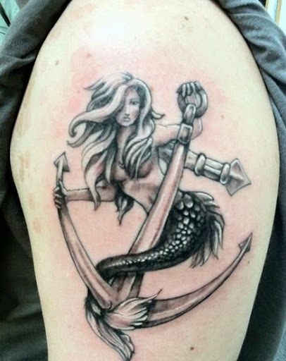 Mermaid Tattoos with anchor