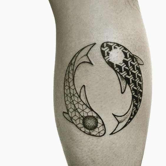 geometric style pisces fish tattoo designs