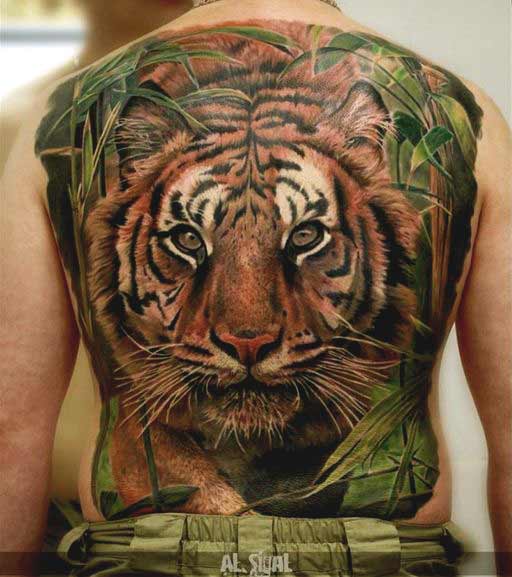 Tiger tattoo on back ideas for men