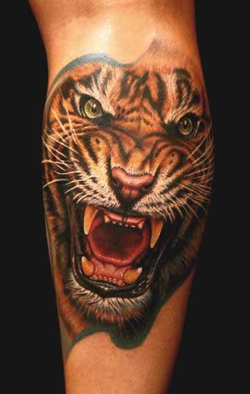 Tiger tattoo designs on leg