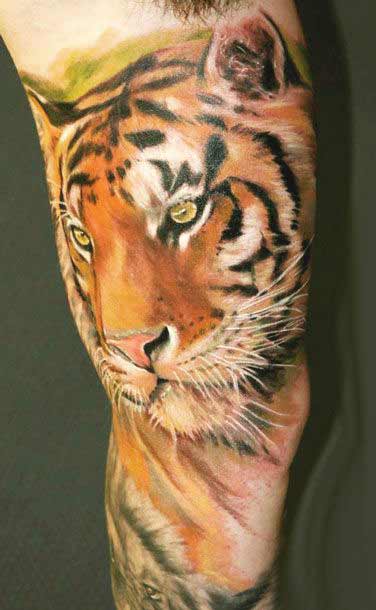 Tiger face tattoo designs under arm ideas for men and women