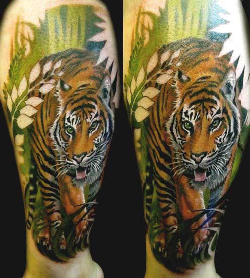 Tiger tattoo designs on thigh ideas for men and women