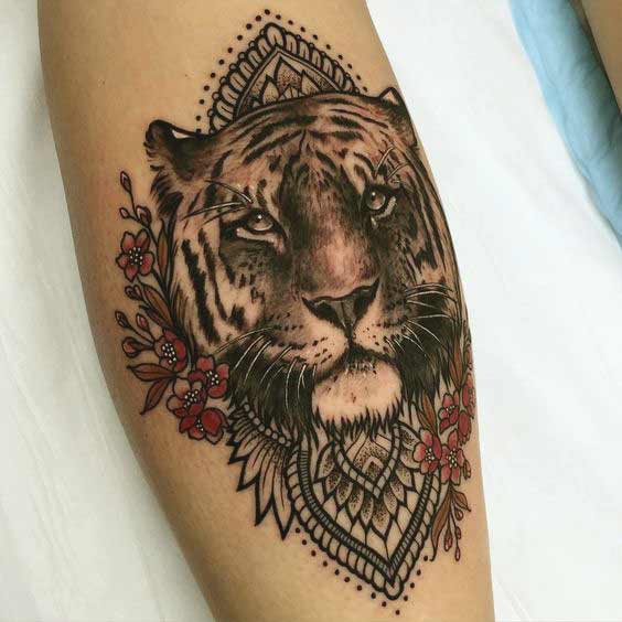 Abstract style tiger tattoo by David Côté.