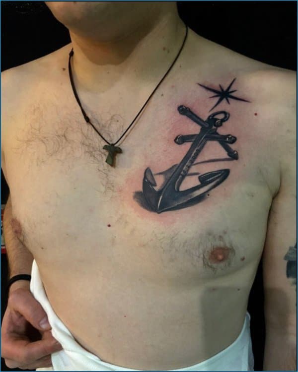 3d Anchor Chest tattoos