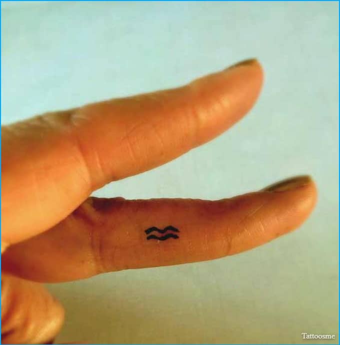 mini aquarius symbol tattoo