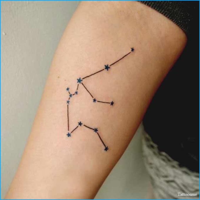 aquarius constellation tattoo on forearms