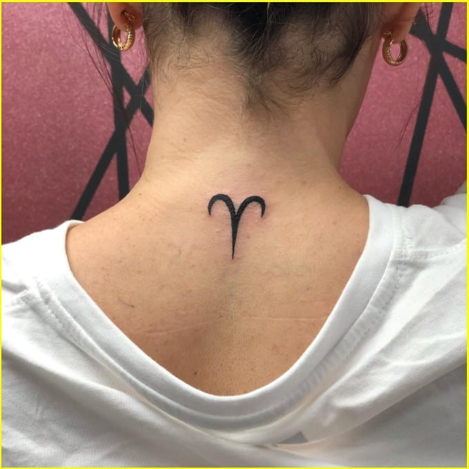 aries zodiac sign neck tattoo