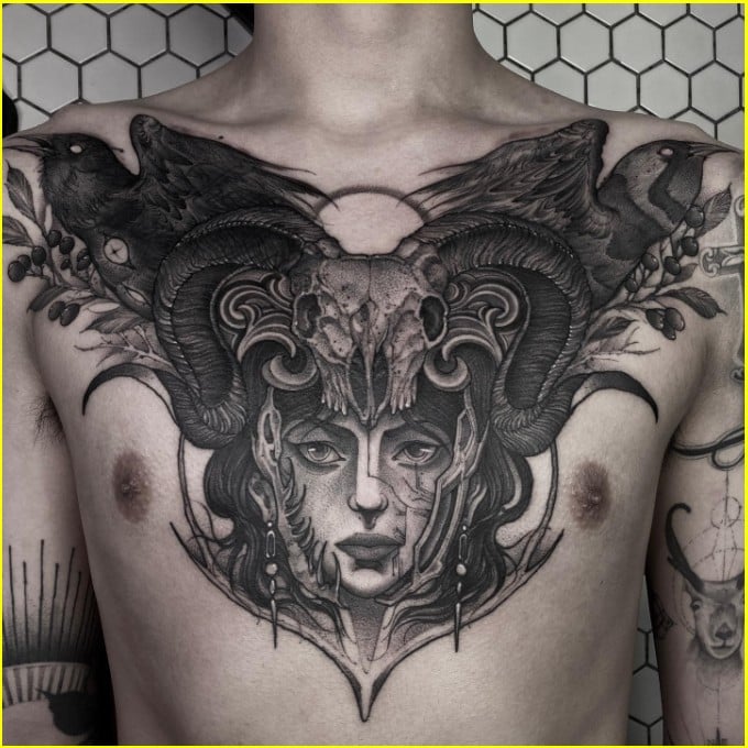 aries goddess of war tattoo