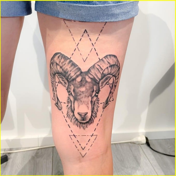 geometric aries the ram tattoo