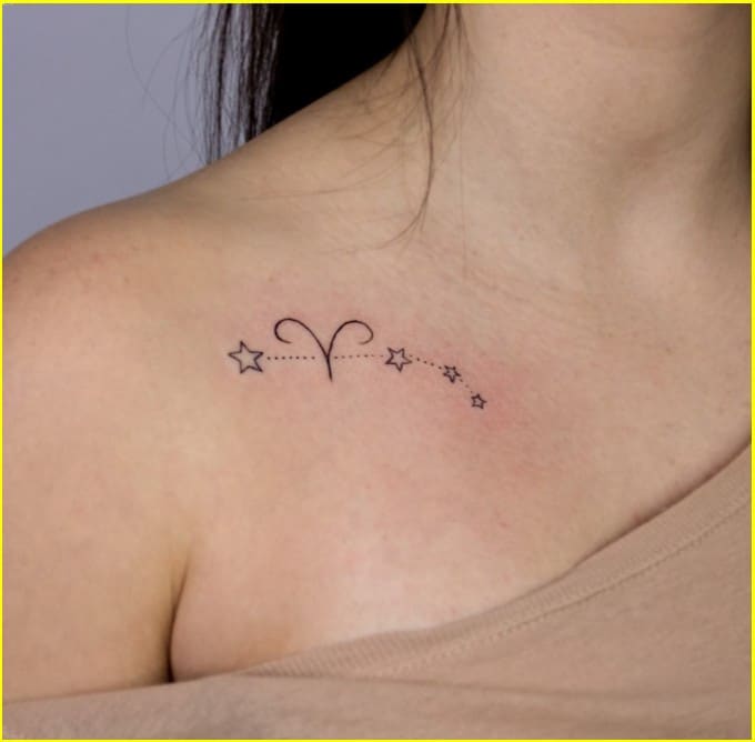 aries constellation tattoo on collar bone