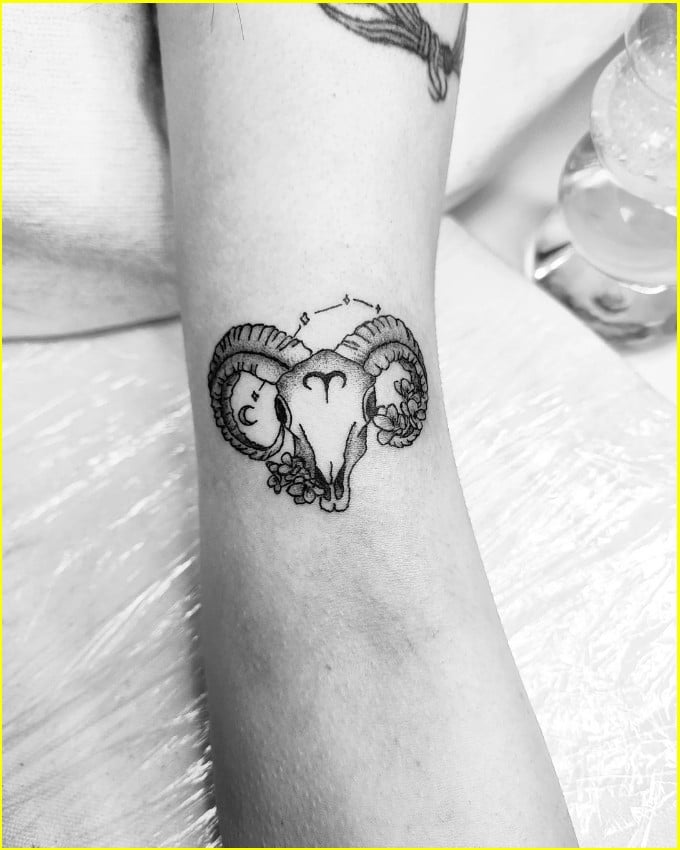 aries skull tattoo for men