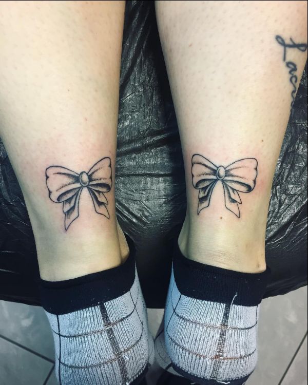 bow tattoos on ankle
