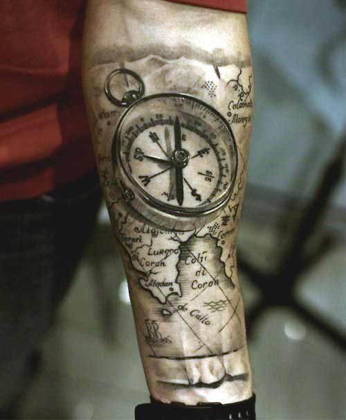 Compass and map inner forearm 