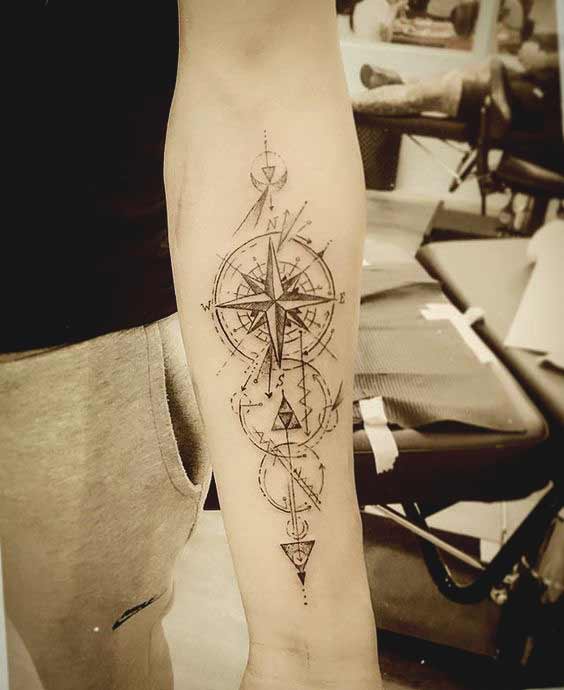 Compass inner forearm tattoo 
