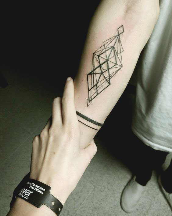 Geometric inner forearm and armband tattoos
