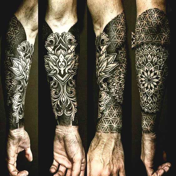 Mandala forearm sleeve tattoos
