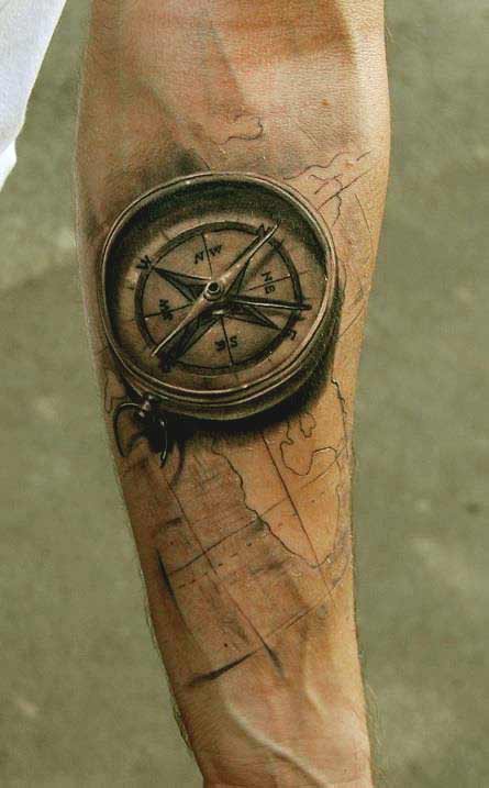 Compass tattoo on inner forearm ideas for boys