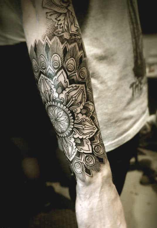 Mandala inner and outer forearm tattoo designs