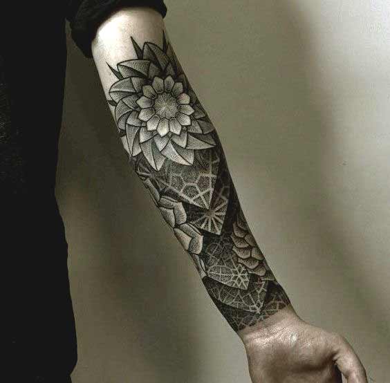 Mandala forearm sleeve tattoos