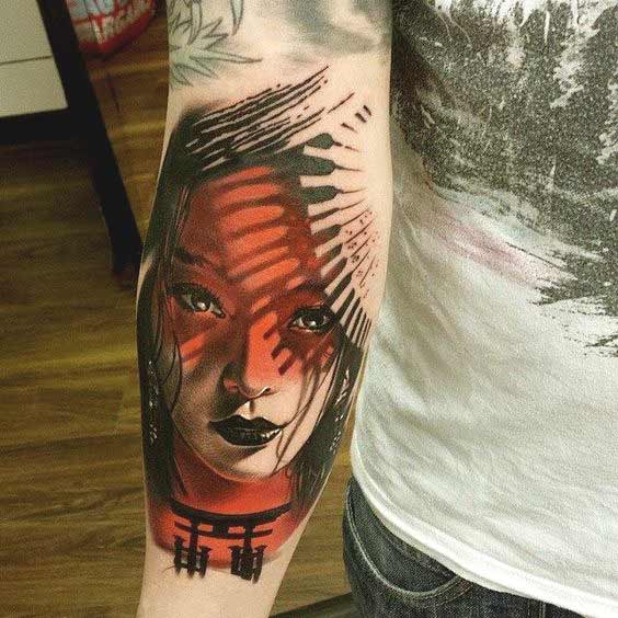 Geisha Girl face tattoo