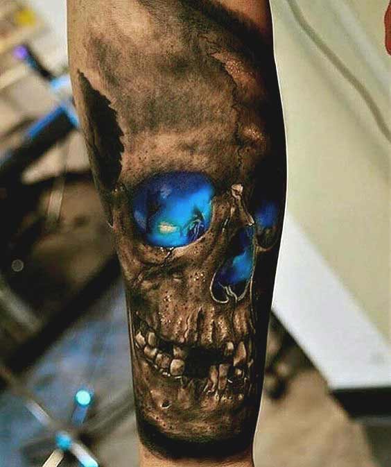3d skull forearm tattoo designs