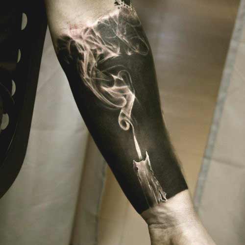 candle and its smoke tattoo designs 
