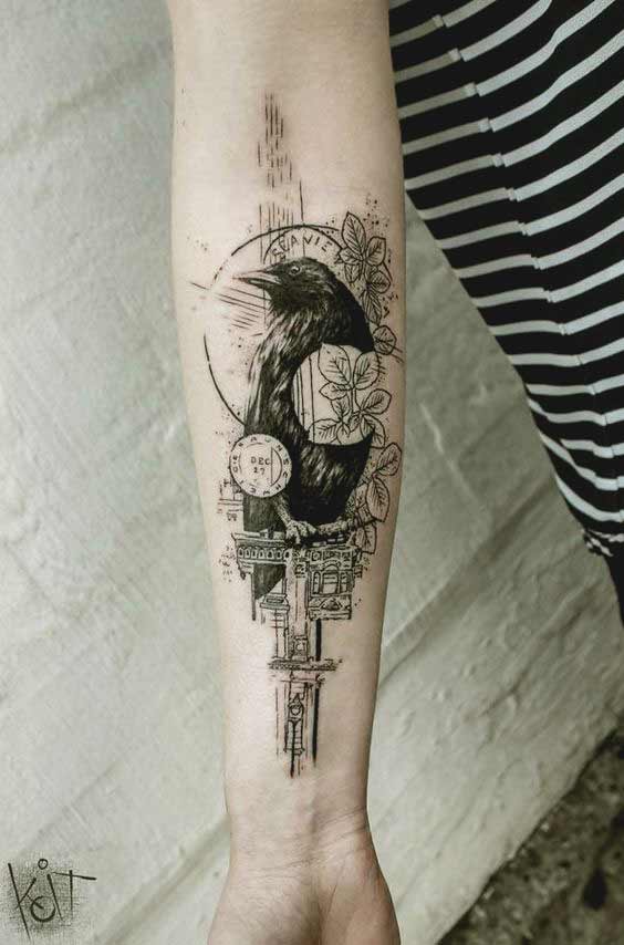 Raven tattoo designs for forearms