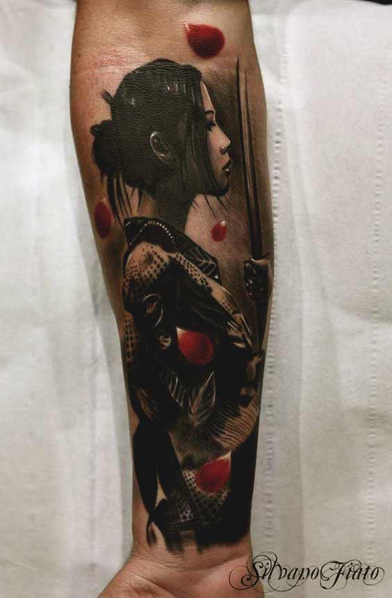 geisha tattoo design for forearm tattoos