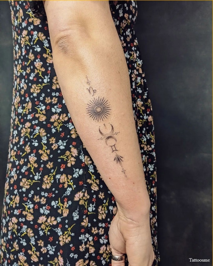 gemini zodiac sign tattoos for women