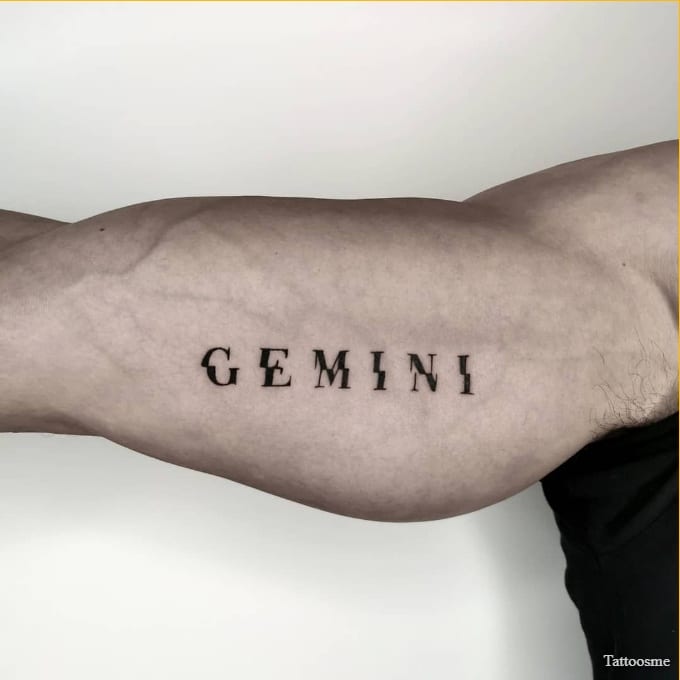 gemini fonts tattoos on inner bicep