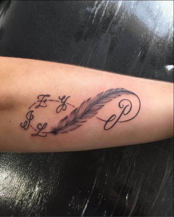 infinity feather tattoos