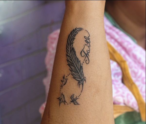 konstantinsinfinityfeatherinfinityfeatherbwtattoofeathertattoo