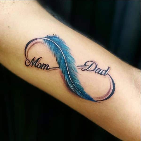 mom and dad written tattoos