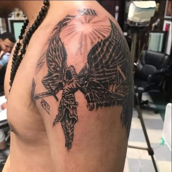 male angel warrior tattoo