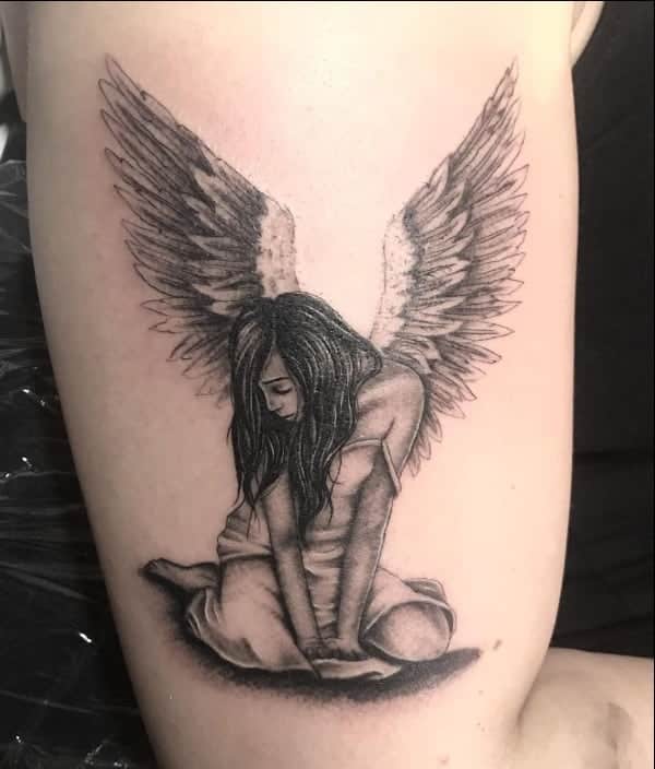 feminine guardian angel tattoo