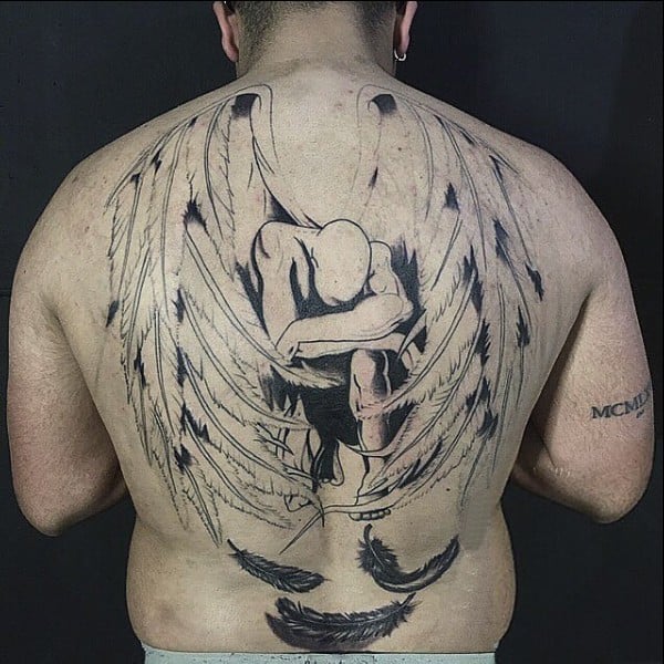 male back tattoo wings