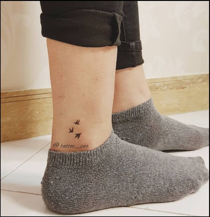 tiny birds ankle tattoos