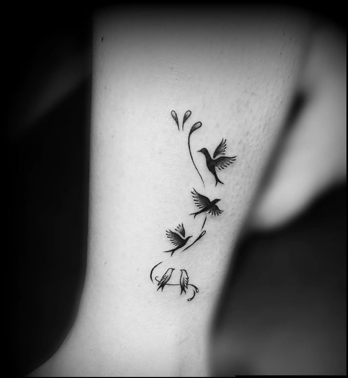 birds ankle tattoos